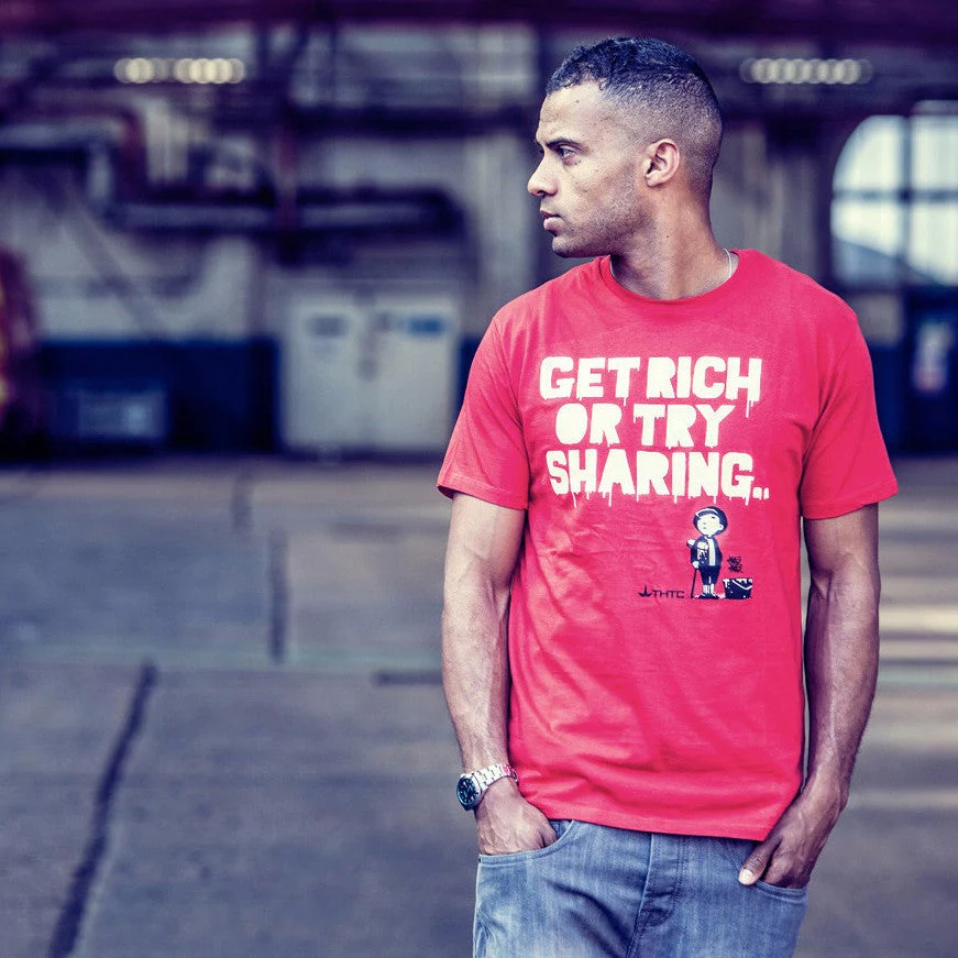Get Rich or Try Sharing Hemp T-Shirt - Red